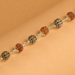 Rudraksha with Flower Silver Beads Bracelet