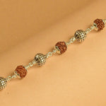 Rudraksha Bracelet with Textured Round Silver Beads