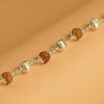 Rudraksha Bracelet with Cylindrical CNC Silver Beads
