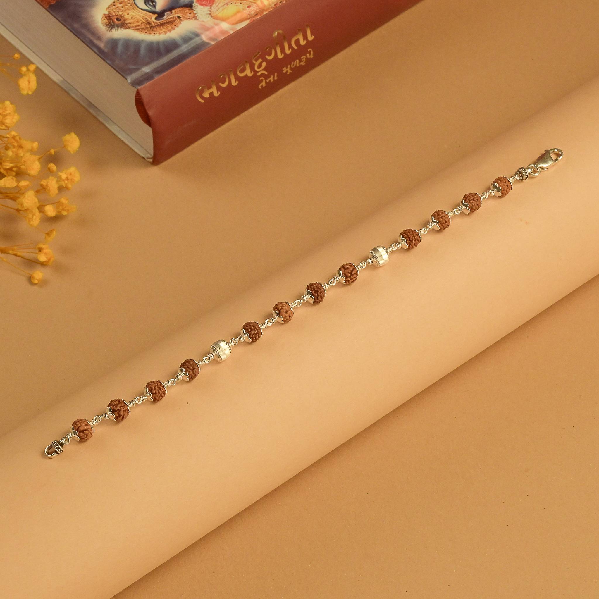 CNC Silver Beads Rudraksha Bracelet