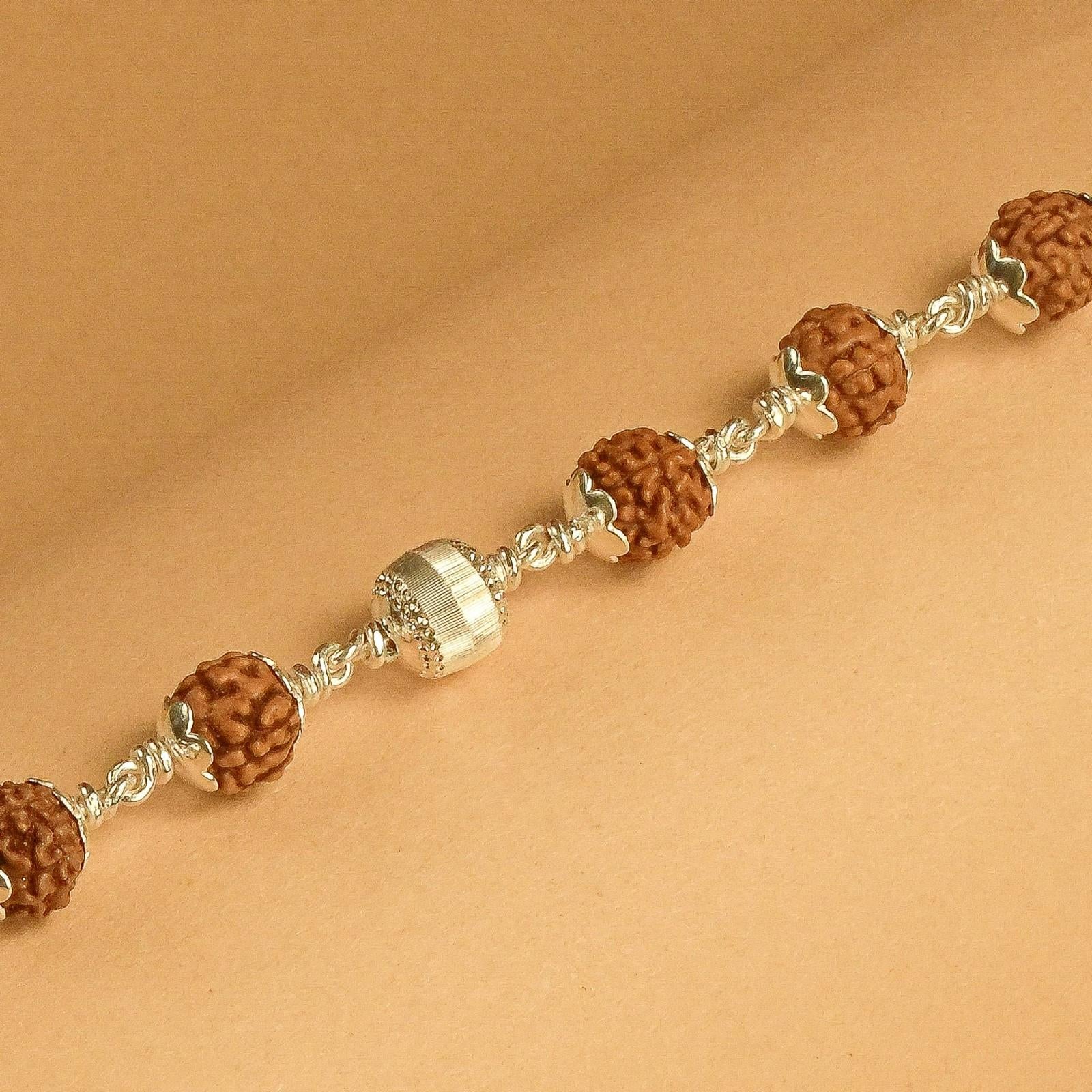 CNC Silver Beads Rudraksha Bracelet