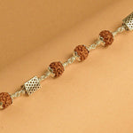Rudraksha Bracelet with Triangle Silver Beads