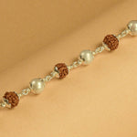 Rudraksha With Moti Beads Silver Bracelet