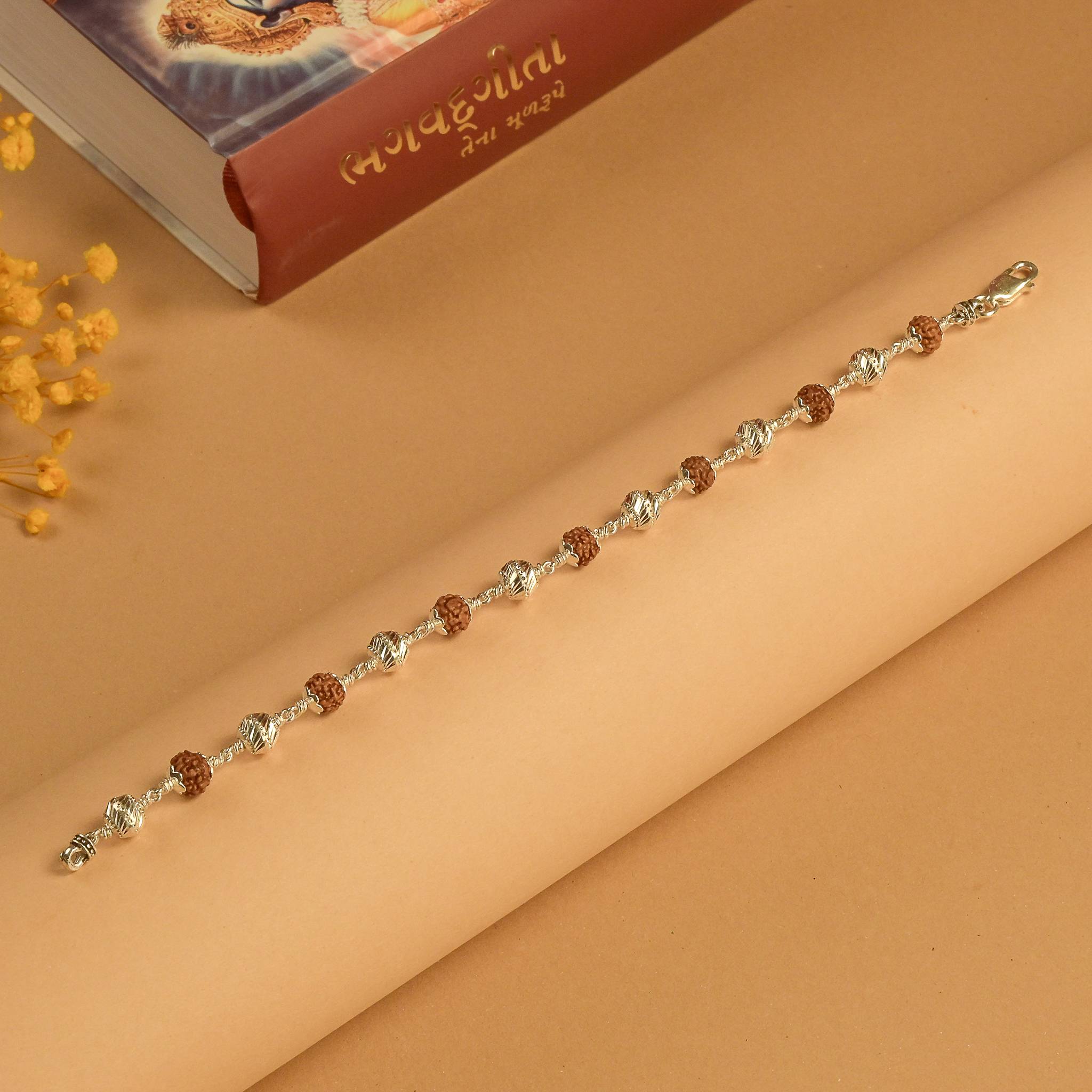 CNC Silver Bead Rudraksha Bracelet