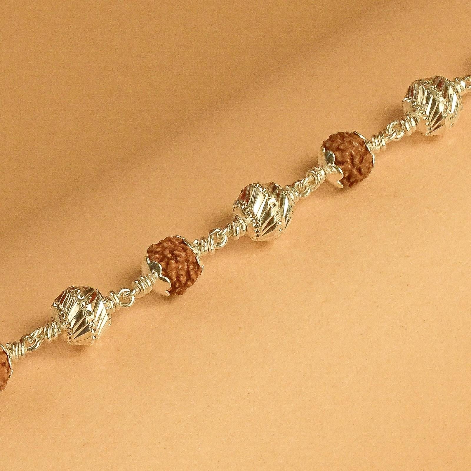 CNC Silver Bead Rudraksha Bracelet
