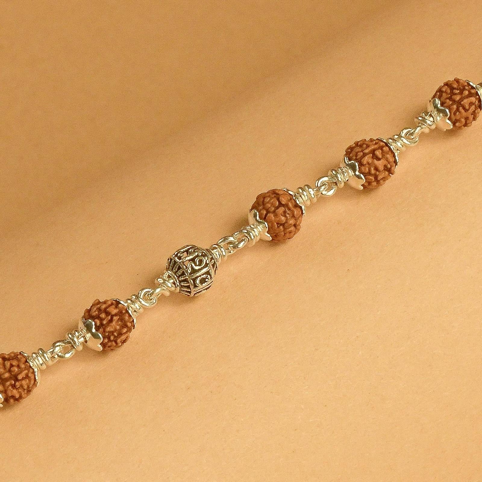 Om Namah Shivay Silver Rudraksha Bracelet