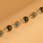 Karungali With Hexagone Om Beads Silver Bracelet