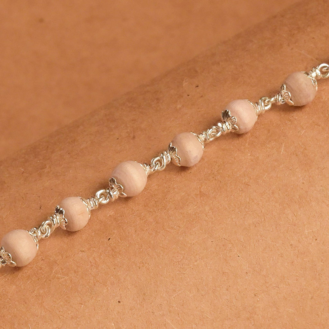 Tulsi Beads Silver Bracelet 5-6 MM 