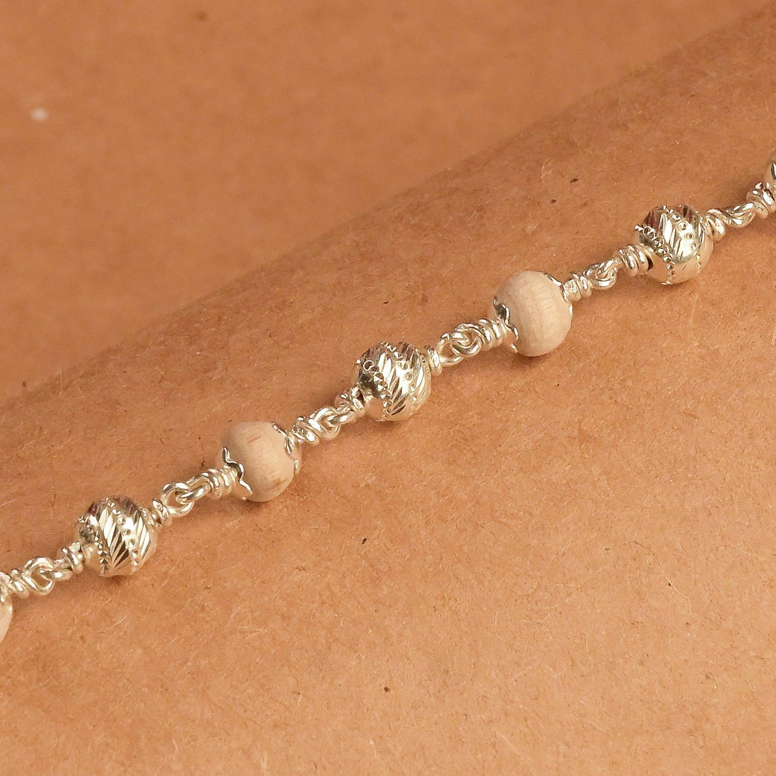 Tulsi Beads & Silver CNC Beads Bracelet