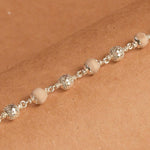 Natural Tulsi With CNC Beads Silver Bracelet