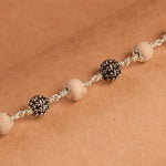 Tulsi With Flower Silver Beads Bracelet