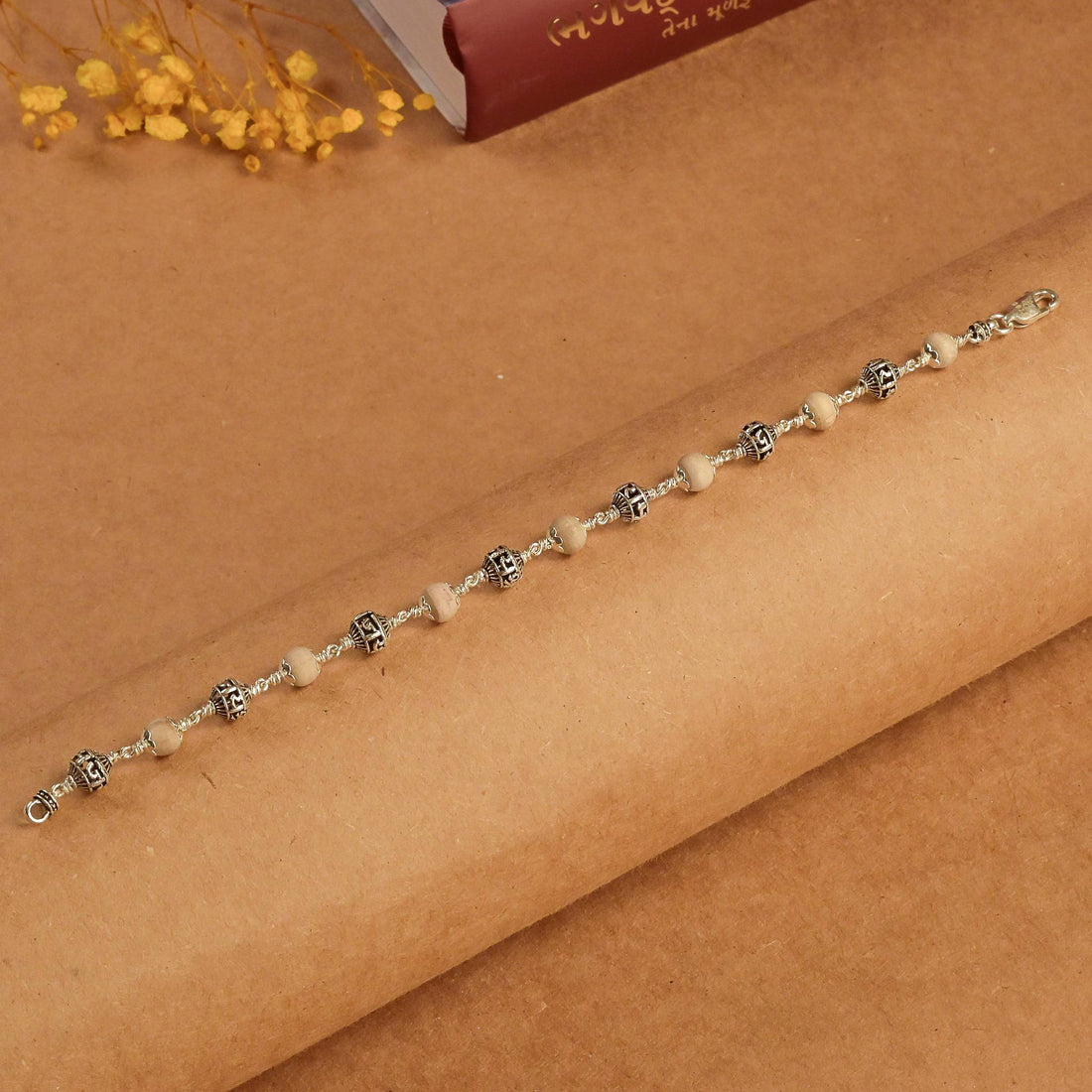Tulsi With Jay Shree Ram Silver Bead Bracelet