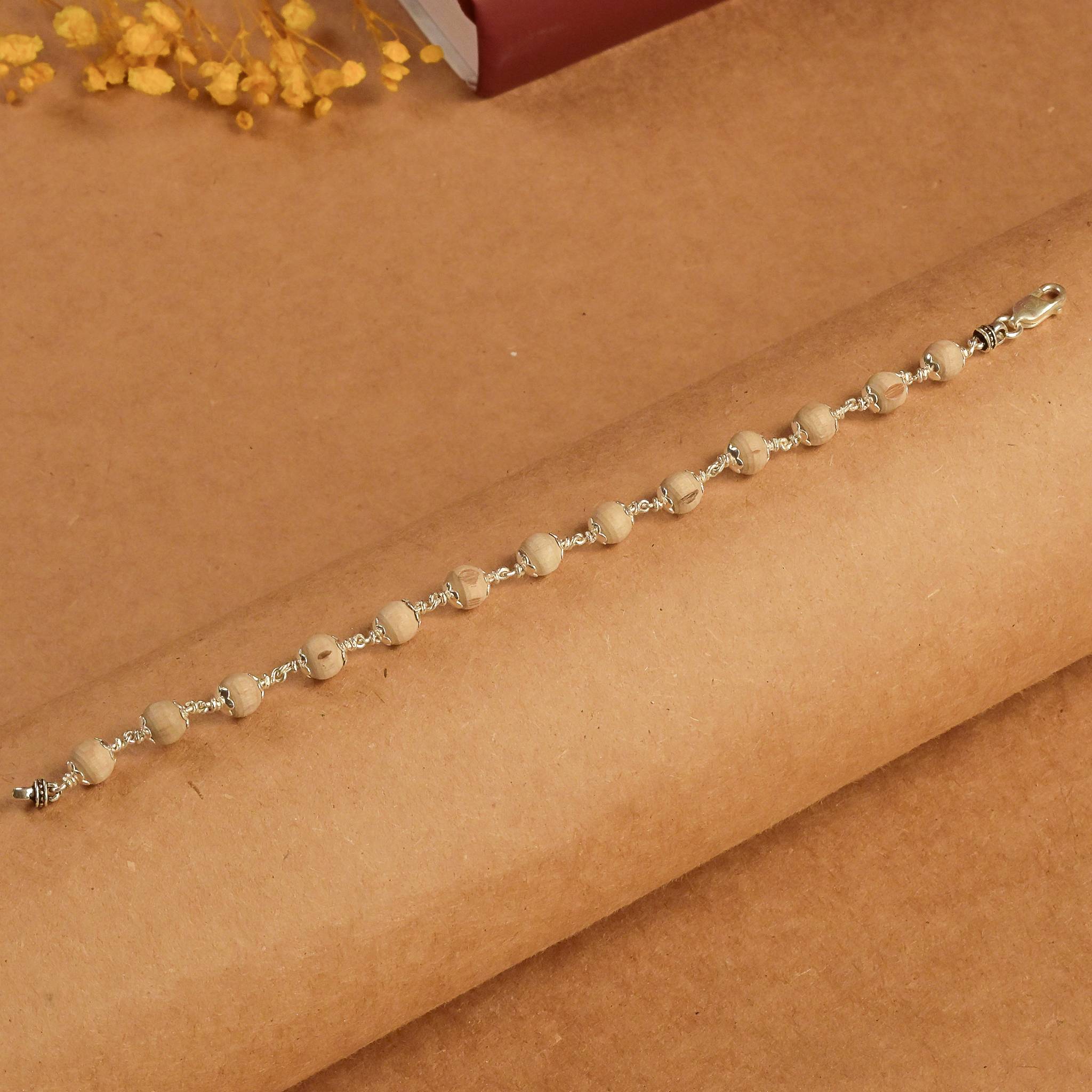 Pure Tulsi Beads Silver Bracelet 7-8 MM 