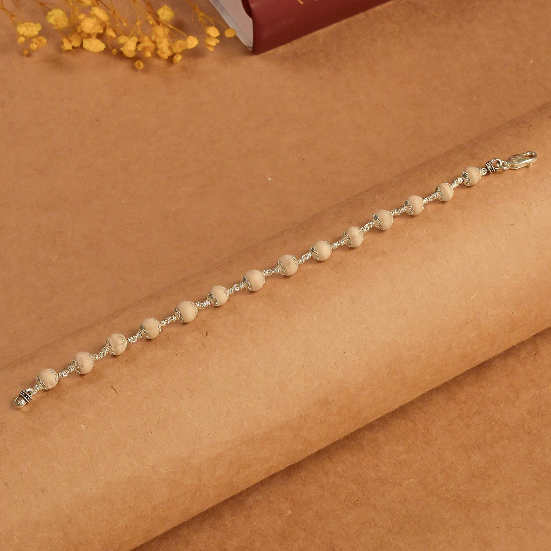 7-8 MM Tulsi Beads Silver Bracelet
