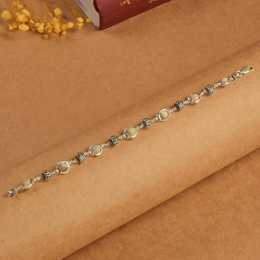 Tulsi Capping with Shree Hari Silver Beads Bracelet