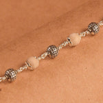 Tulsi with Silver Textured Round Beads Bracelet