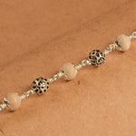 Tulsi with Round Om Beads Silver Bracelet