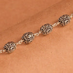 Oval Om Silver Beads Bracelet