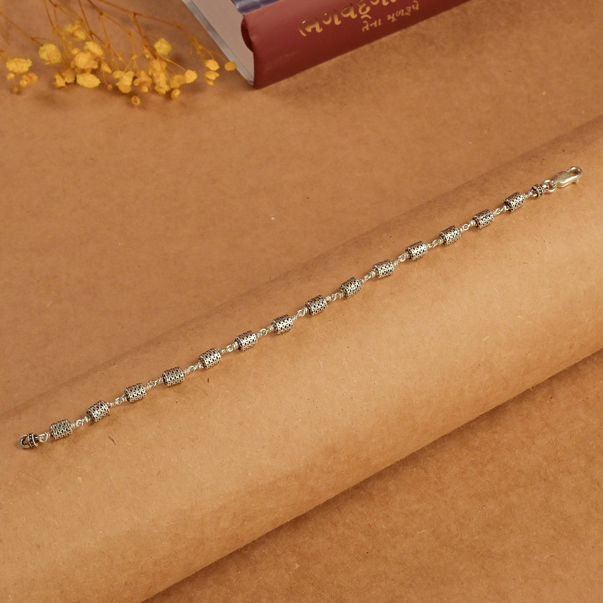 Oval Filigree Beads Silver Bracelet