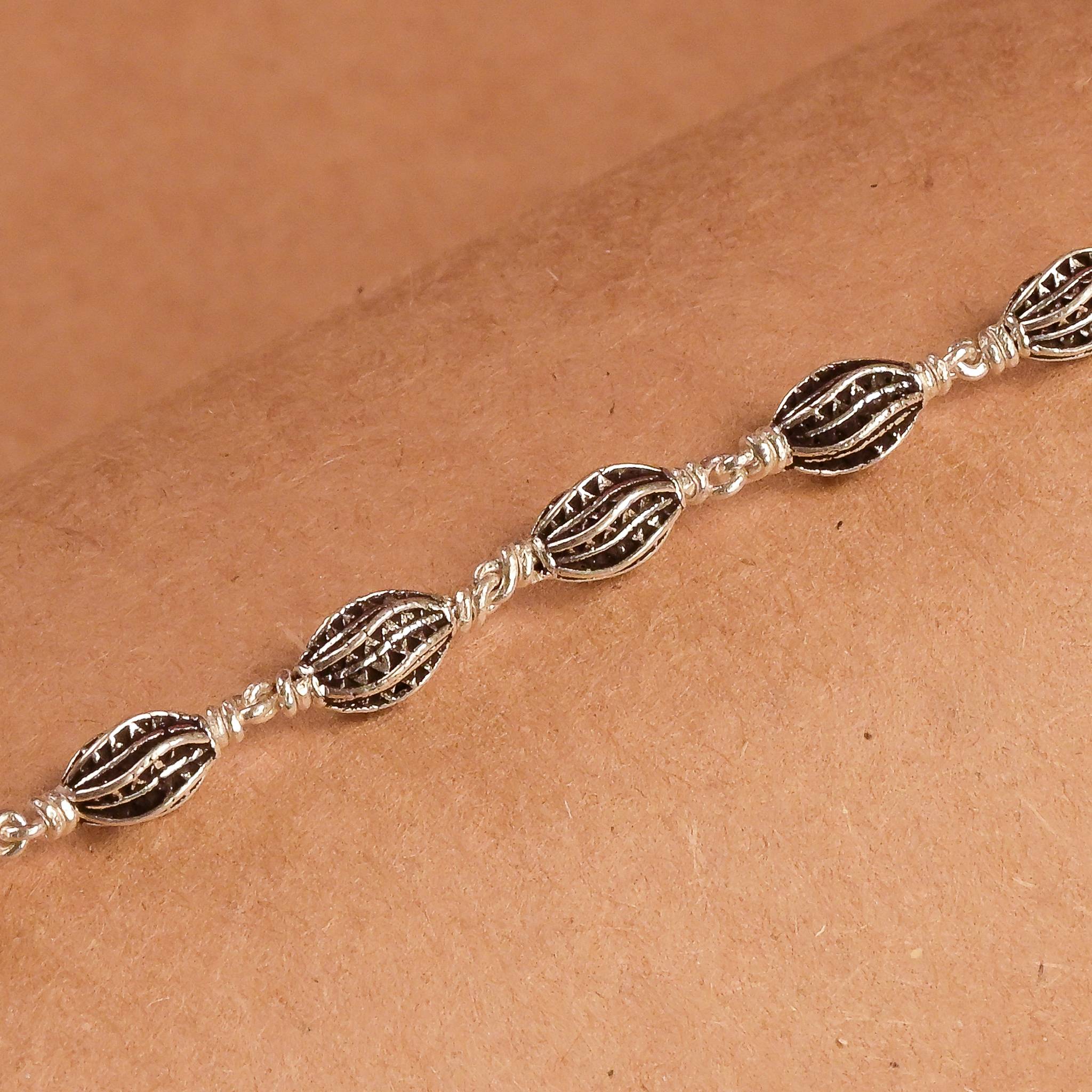 Marquise Beads Silver Bracelet