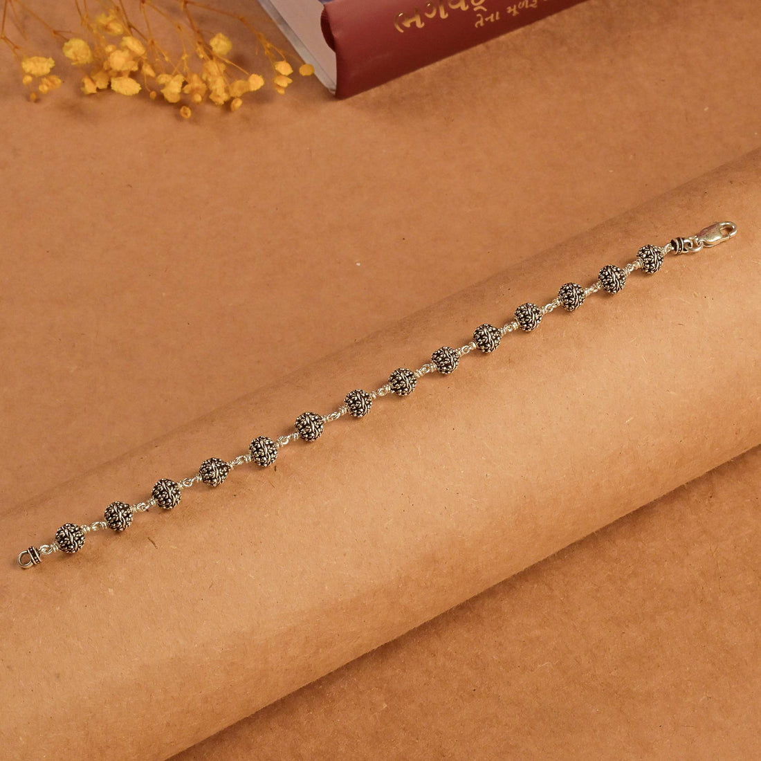 Silver Flower Beads Bracelet