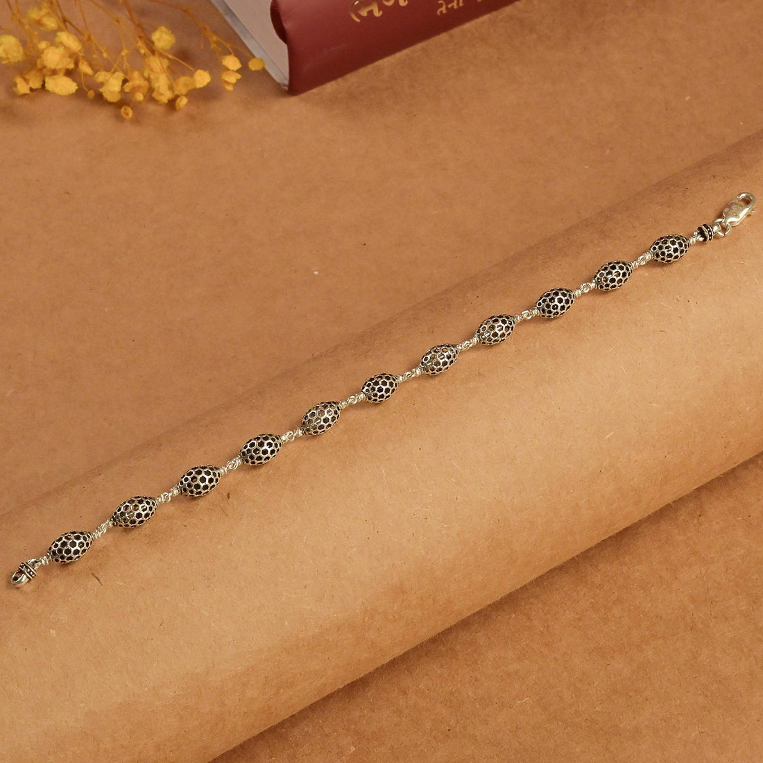 Hollow Oval Silver Beads  Bracelet