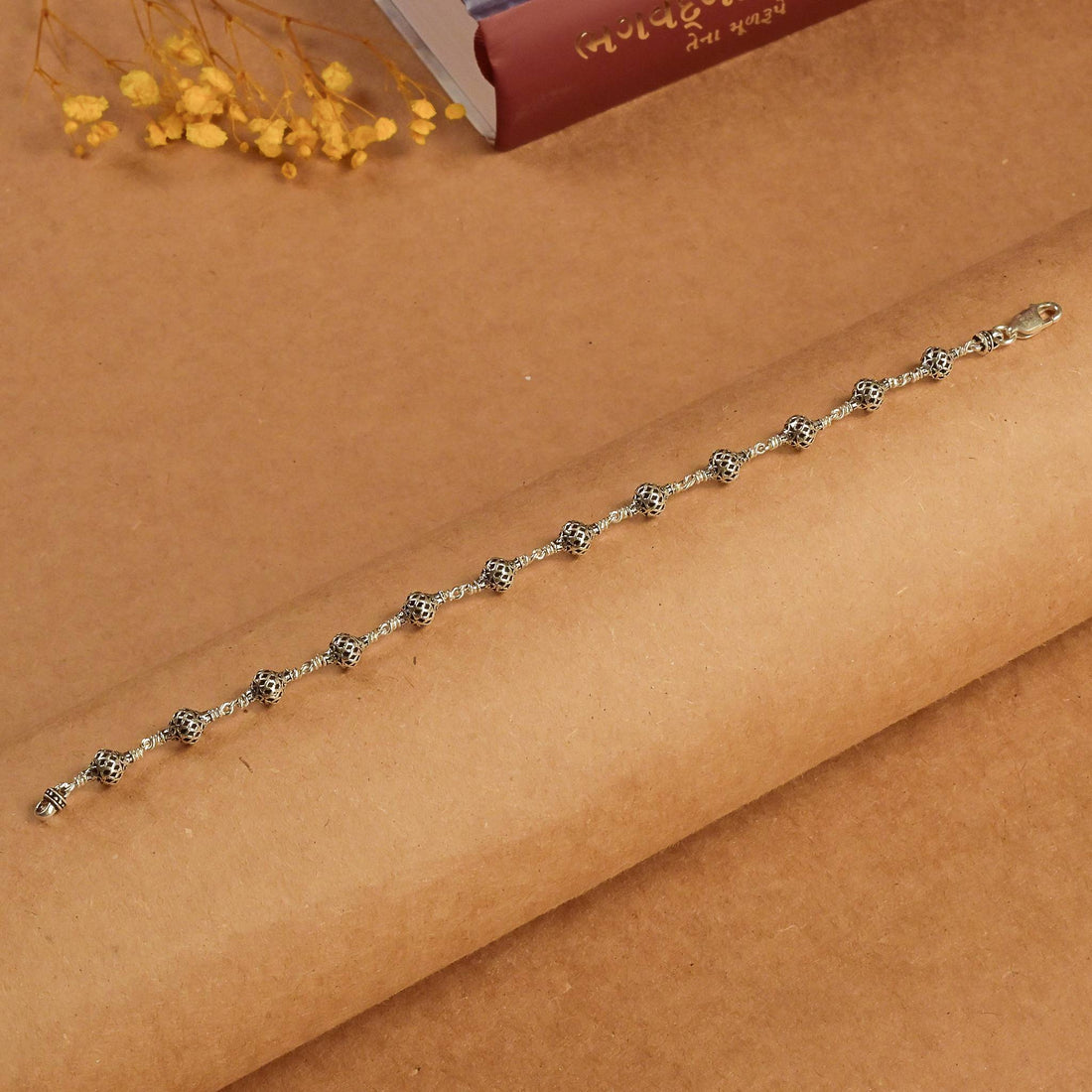 Hollow Mesh Silver Beads Bracelet