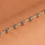 5-6 mm Om Silver Beads Bracelet