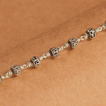 5-6 mm Om Namah Shivay Silver Bead Bracelet