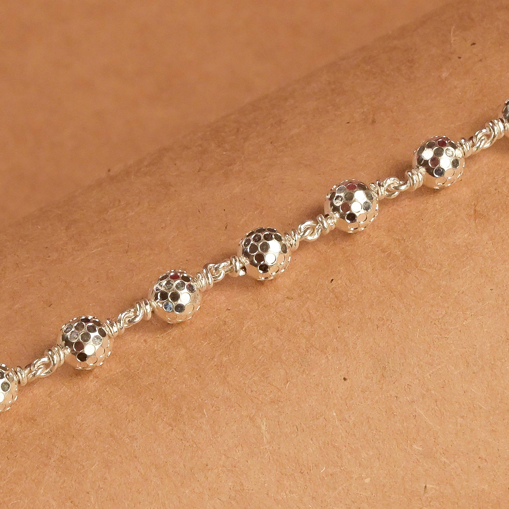 Authentic 5–6 MM CNC Silver Spacer Beads Bracelet