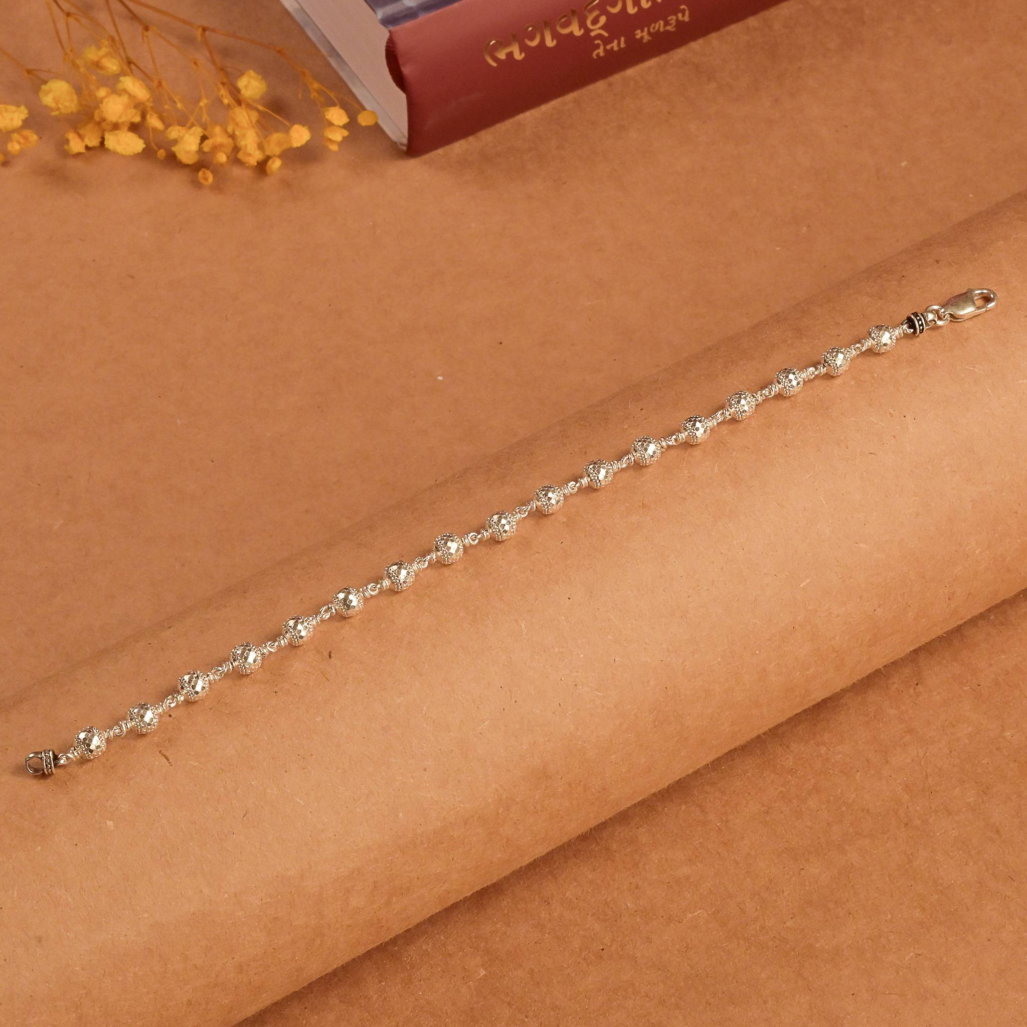 Premium 5–6 MM Silver CNC Beads Bracelet