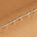 5-6 MM Sphatik Diamond Cut Beads Silver Bracelet