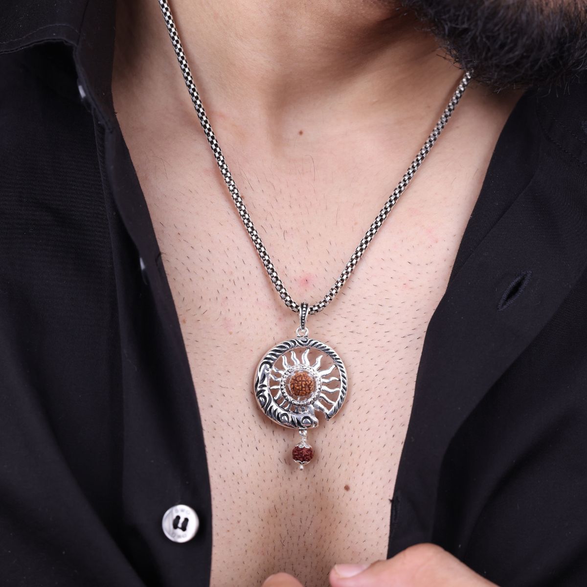 Authentic Surya Rudraksha Silver Pendant