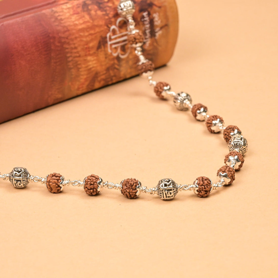 Rudraksha With Shree Hari Silver Beads Mala
