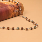 Rudraksha With Round Om Silver Beads Mala