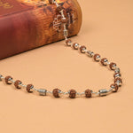 Rudraksha With Oval Filigree Silver Beads Mala