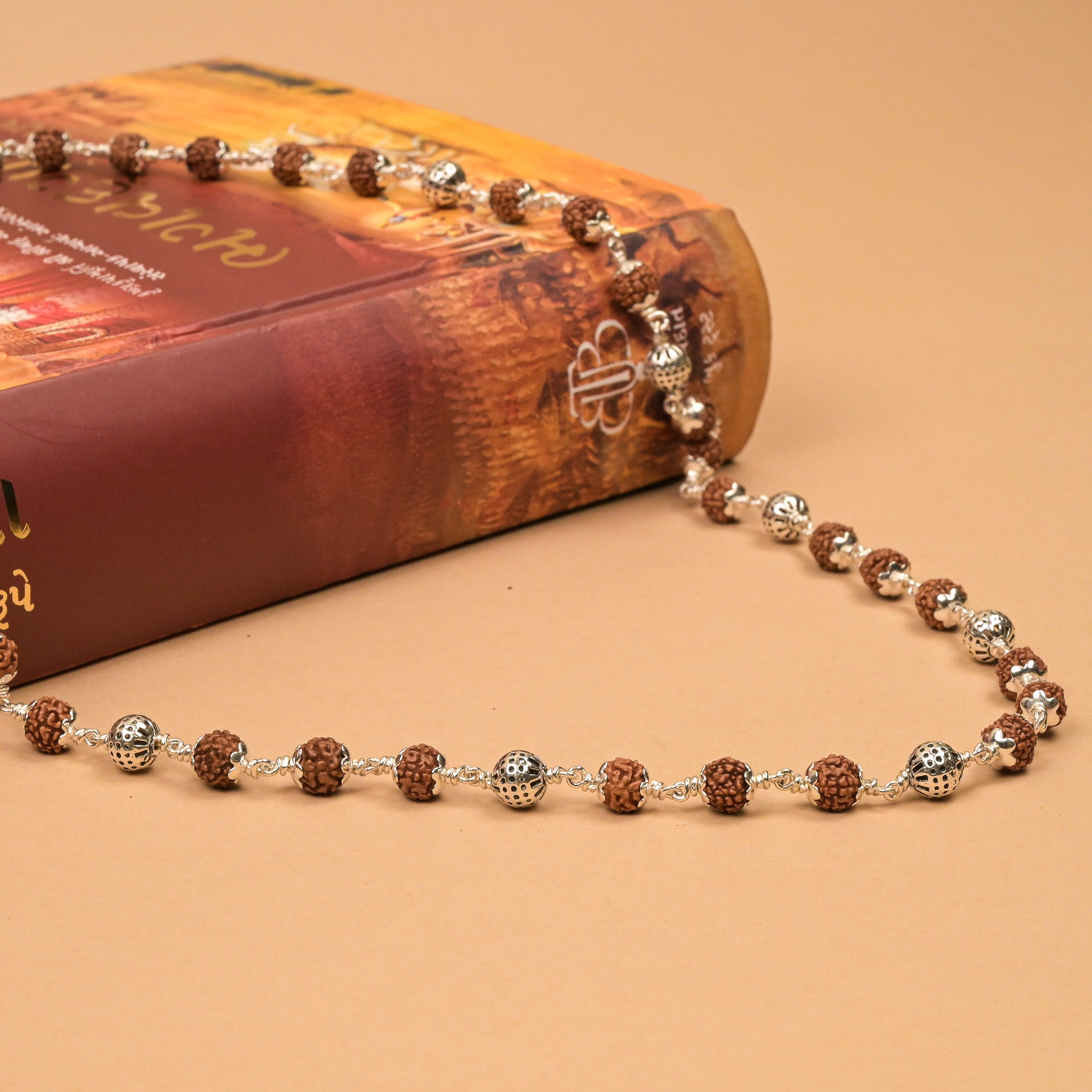 Rudraksha With Round Silver Beads Mala