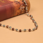 Rudraksha With Om Namah Shivay Silver Beads Mala