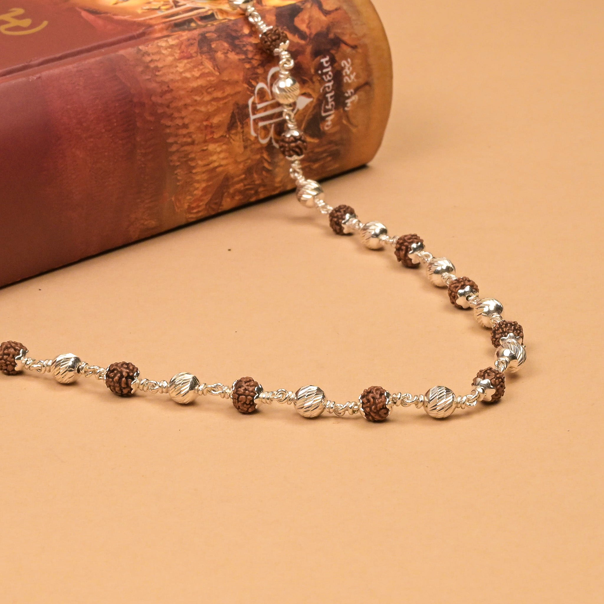 Rudraksha With CNC Silver Beads Mala