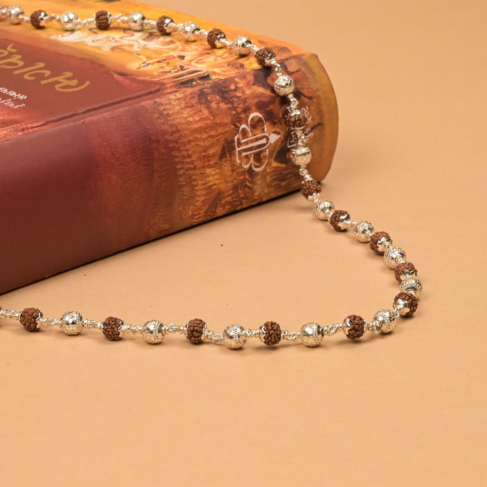 Rudraksha With Premium CNC Silver Beads Mala