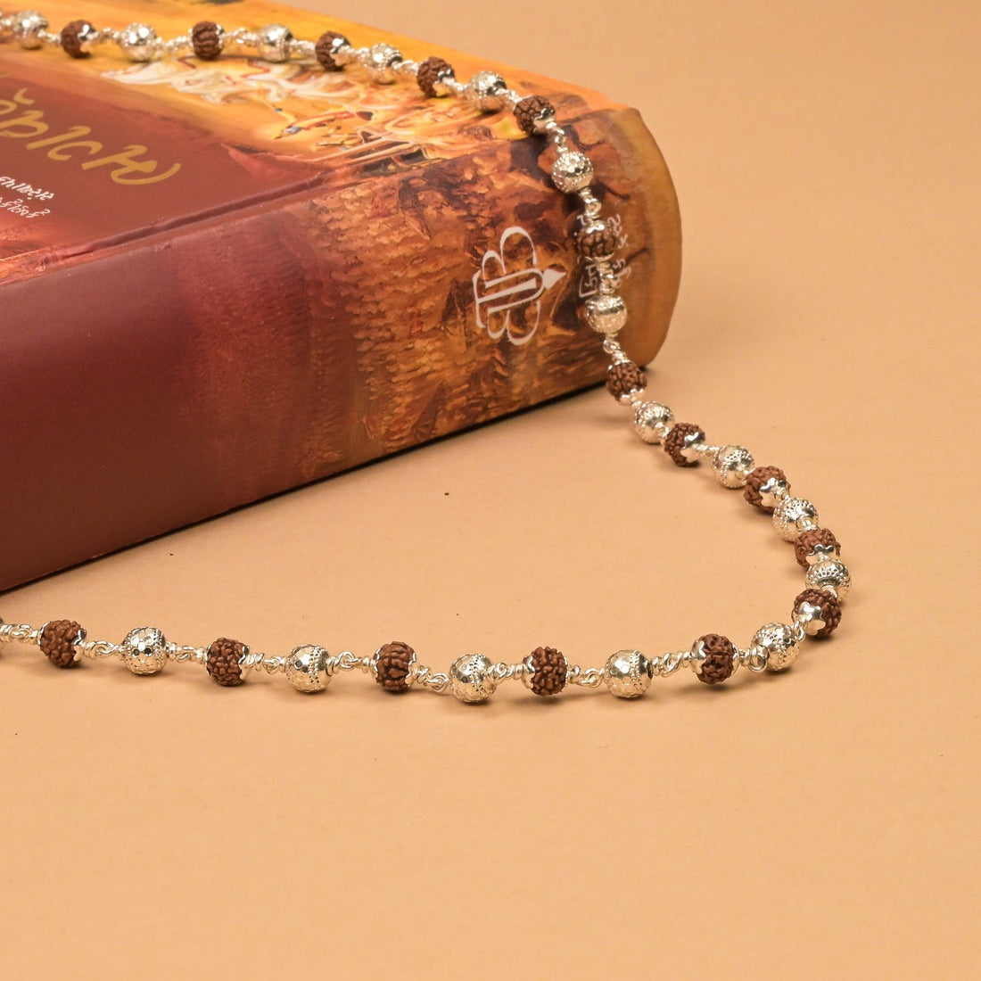 Rudraksha With Premium CNC Silver Beads Mala