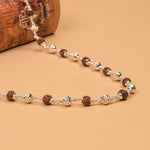 Rudraksha With CNC Silver Beads Mala