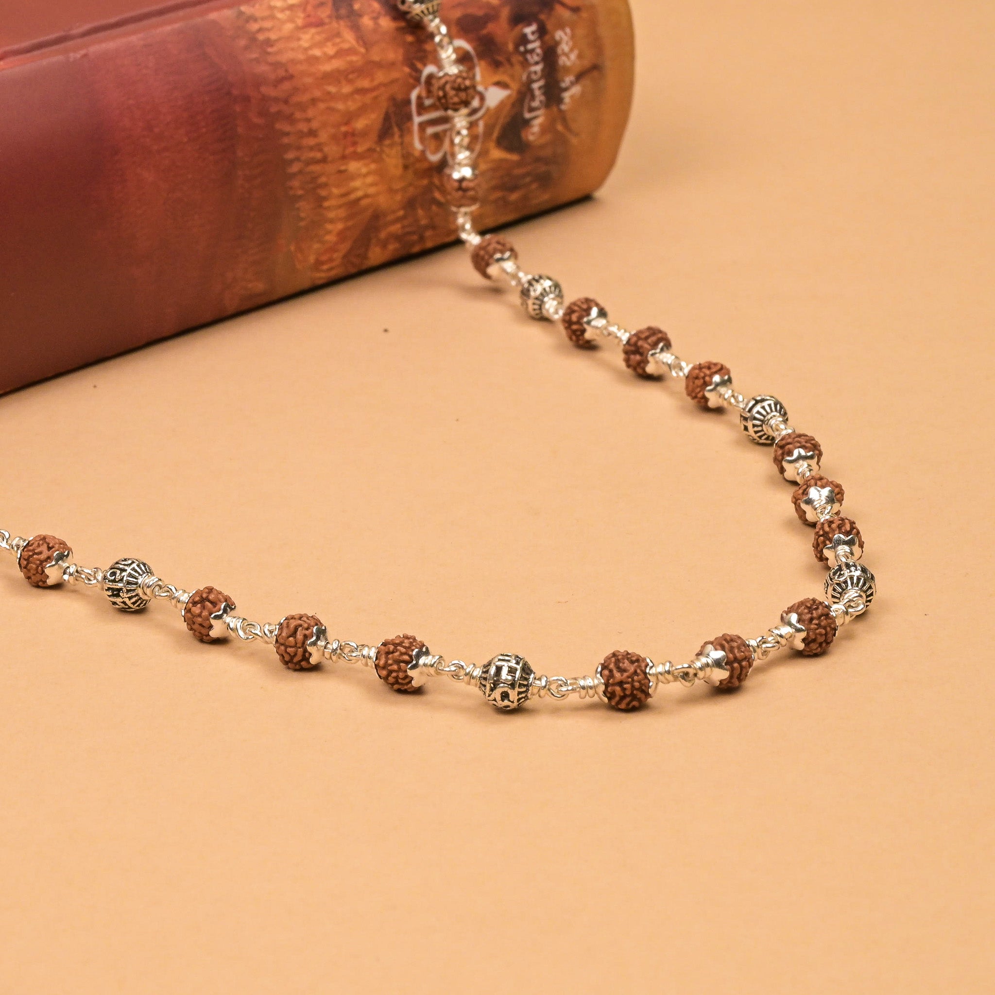 Rudraksha With Om Namah Shivay Silver Bead Mala