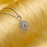 Om Symbol Surrounded by the Maha Mrityunjaya Mantra Silver Pendant
