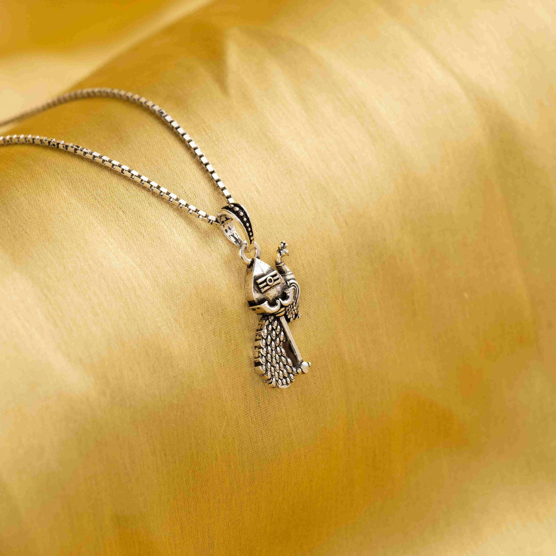 Lord Murugan Peacock Silver Pendant