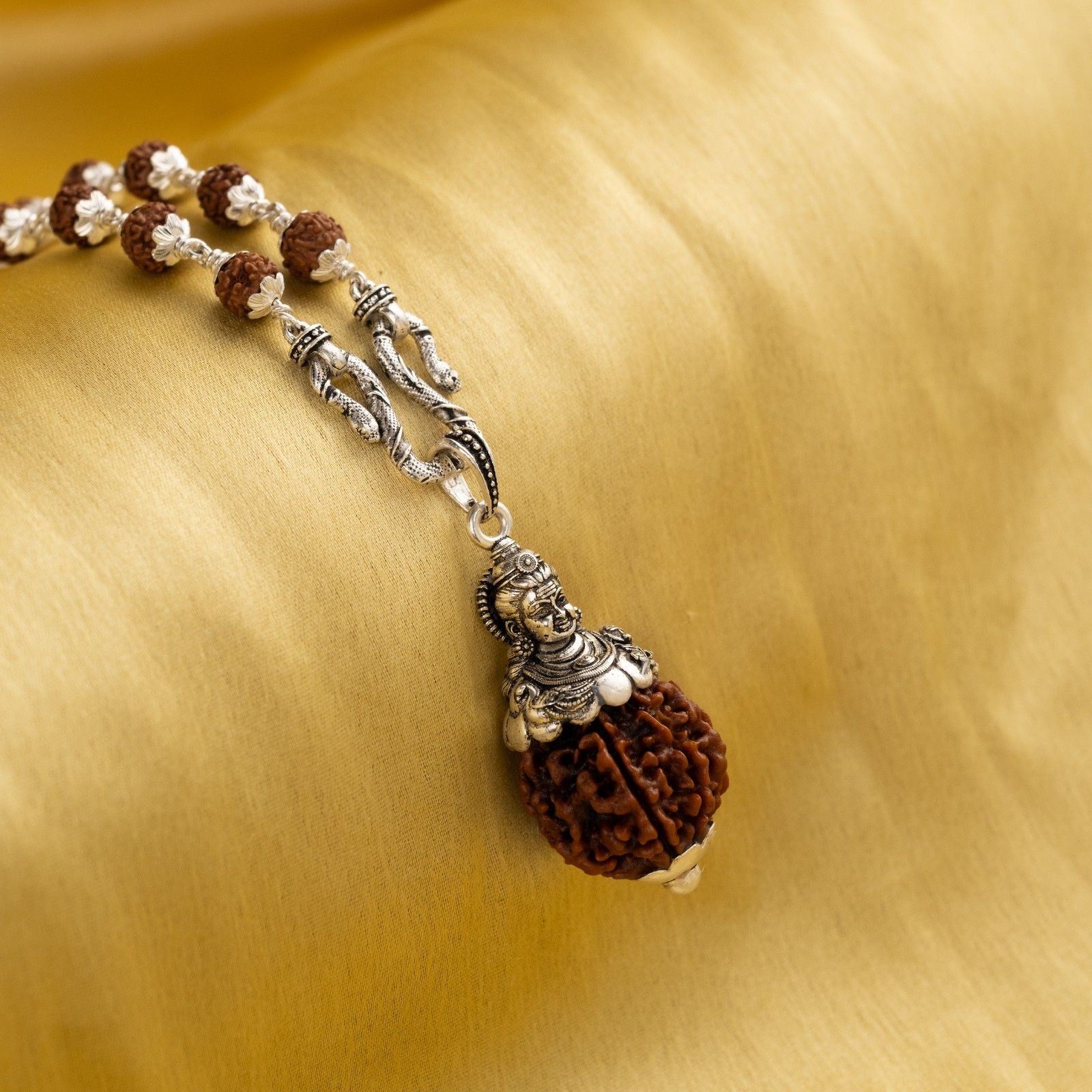 Kartikeya Pendant with Rudraksha Mala
