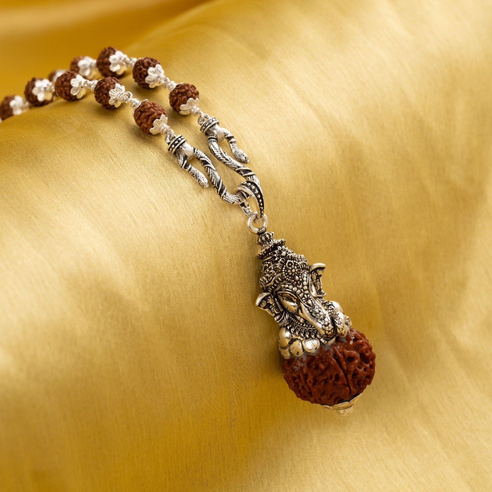 Ganeshji Pendant with Rudraksha Mala