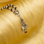 Nandi Trishul Silver Pendant With Rudraksha Karungali Beads Silver Mala