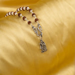 Radha Krishna Ji Silver Pendant With Rudraksha Mala