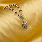 Lion Face Silver Pendant With Rudraksha Mala